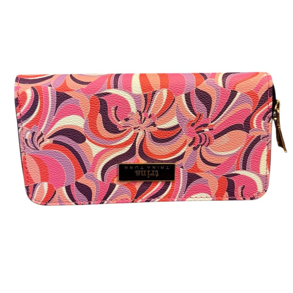 Trina Turk Sea Anemone Wallet with Pink and Purple Swirls